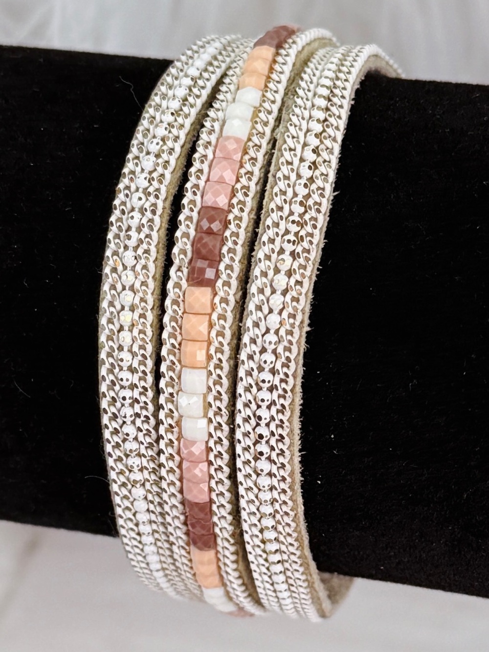 Bohemian chic faux leather magnetic closure bracelet
